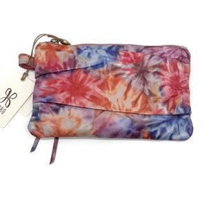 HOBO Waver Floral Tie-Dye Clutch Leather Bag Hard to Find